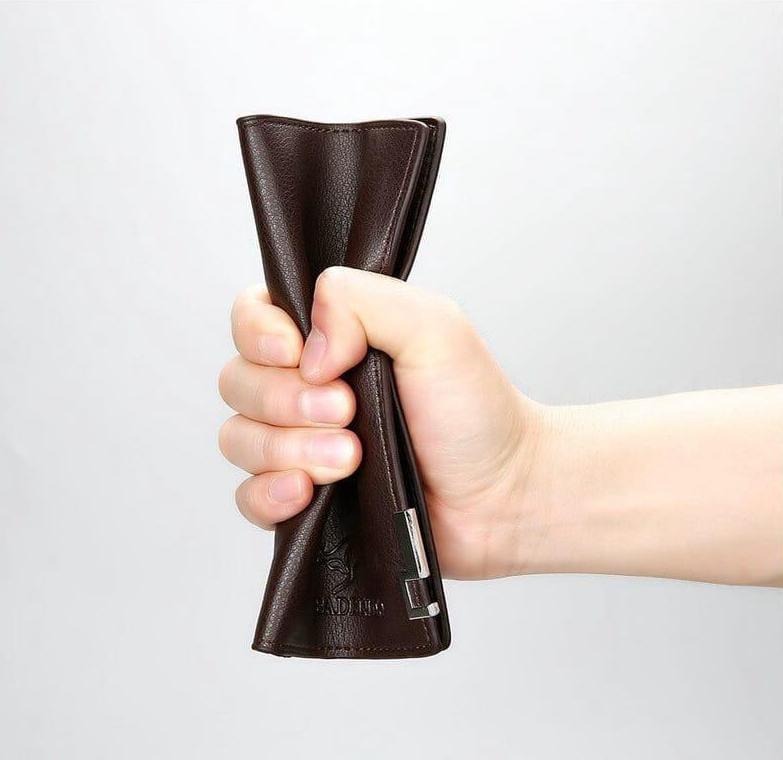 Kangro Ultra-Slim Long Leather Wallet for Men – Brown