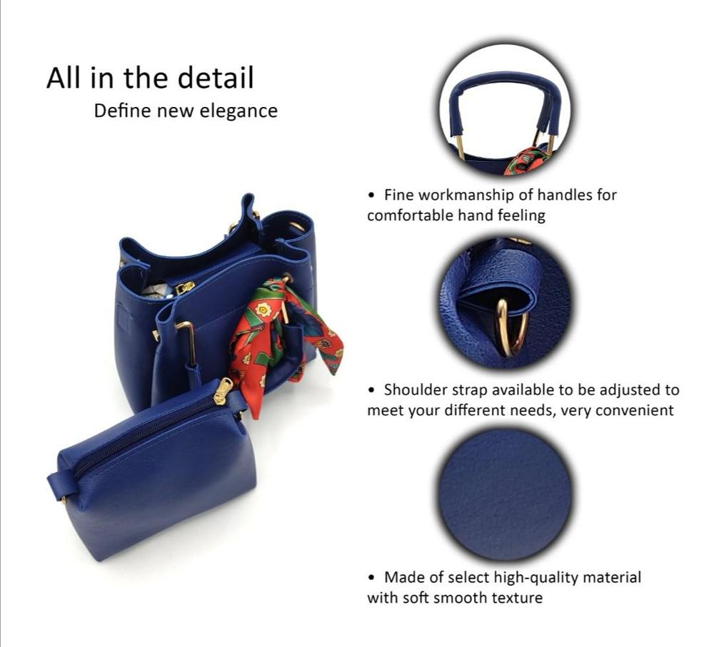 Women’s PU Leather Plain Handbag Set | Elegant Daily Bag